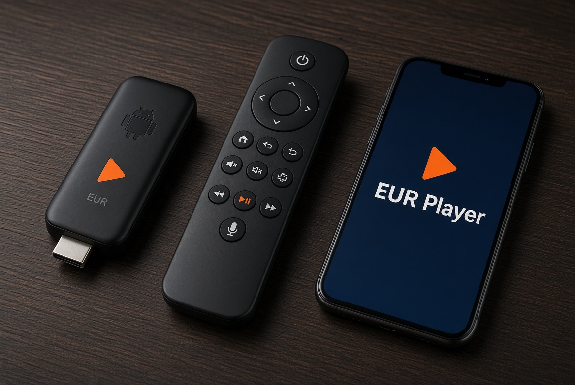 Clé TV, télécommande et téléphone EUR Player